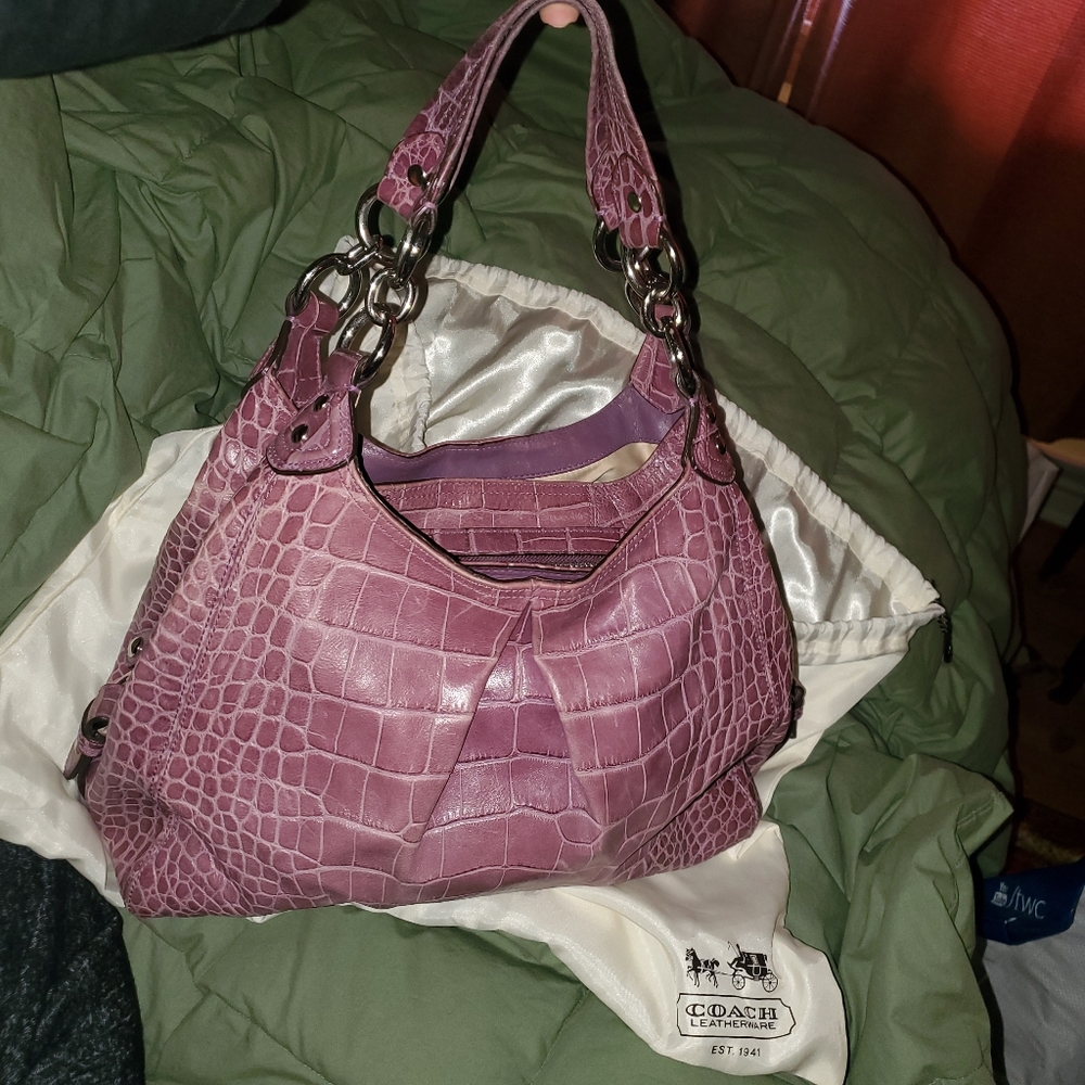 Coach lizard skin hobo purse - purple